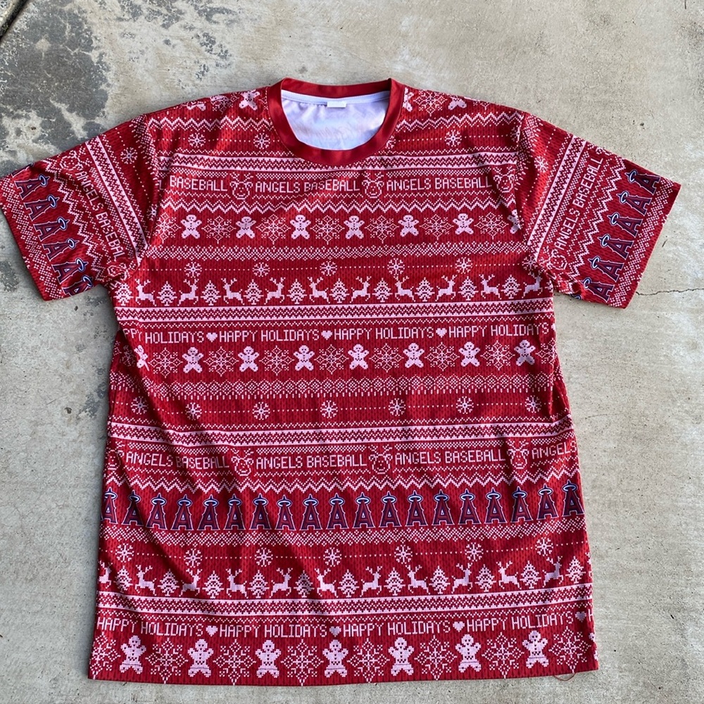 Los Angeles Anaheim Angels Men XL Christmas Holiday T-Shirt Tee Bally Sport West